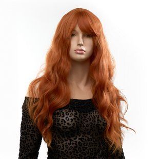 Парик длинный волнистый с челкой Fetish Hair рыжий, 60 см