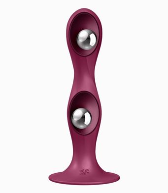 Фалоімітатор вагінально-анальний з обтяженими кульками Satisfyer Double Ball-R, бордовий