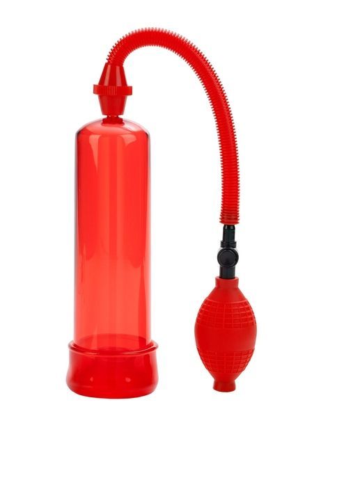 Механічна вакуумна помпа для пеніса з насосом-грушею Fireman's CalExotics, червона, 19 х 5.7 см