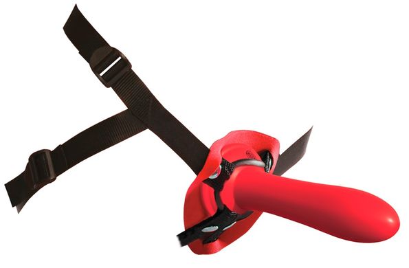 Страпон нереалистичный на ремнях Fetish Fantasy с кольцевым креплением, красный, черный