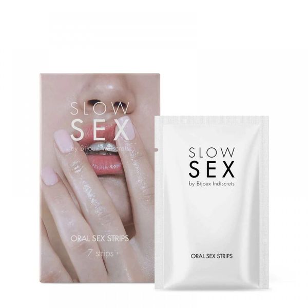 Мятные полоски для орального секса Bijoux Indiscrets Oral sex strips - SLOW SEX, 7 шт