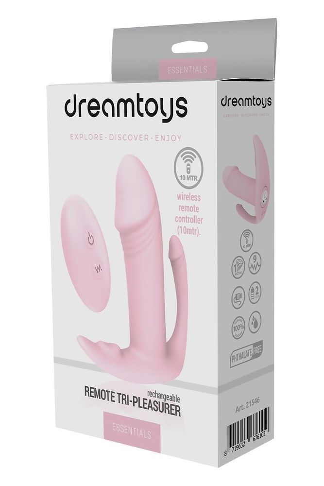 Трехточечный вибростимулятор Dream Тoys Еssentials с пультом управления, розовый