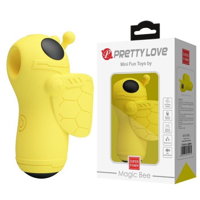 Вібратор на палець Pretty Love Magic Bee з пульсацією для клітора, жовтий, 6,9 &times; 3 см