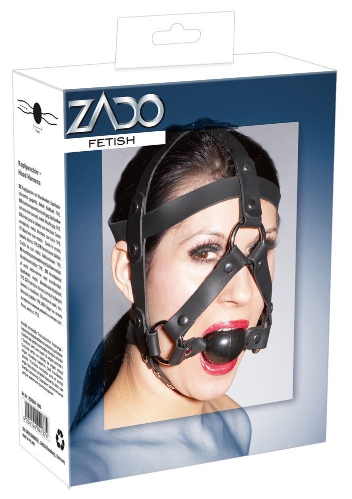 Маска-кляп унісекс Zado Fetish, шкіра, чорний