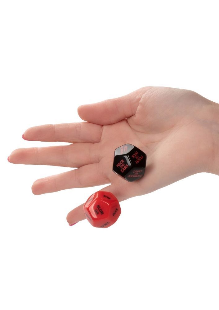 Гральні секс-кубики для пари CalExotic Roll Play-Naughty Dice Set, червоно-чорні