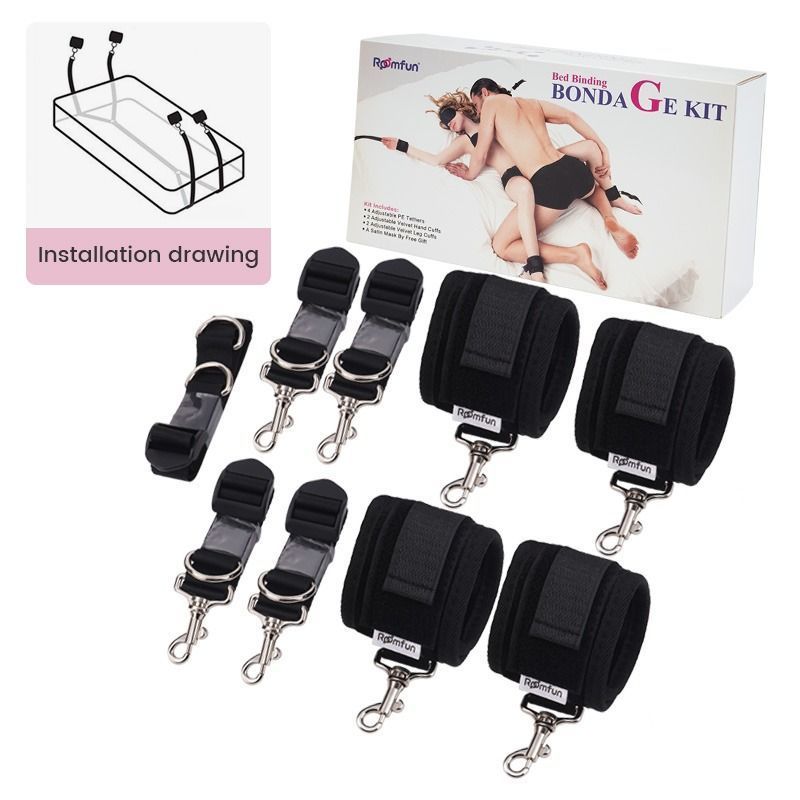 Фиксаторы для кровати Romfun Bindings Restraint Kit с маской на глаза в наборе, черный